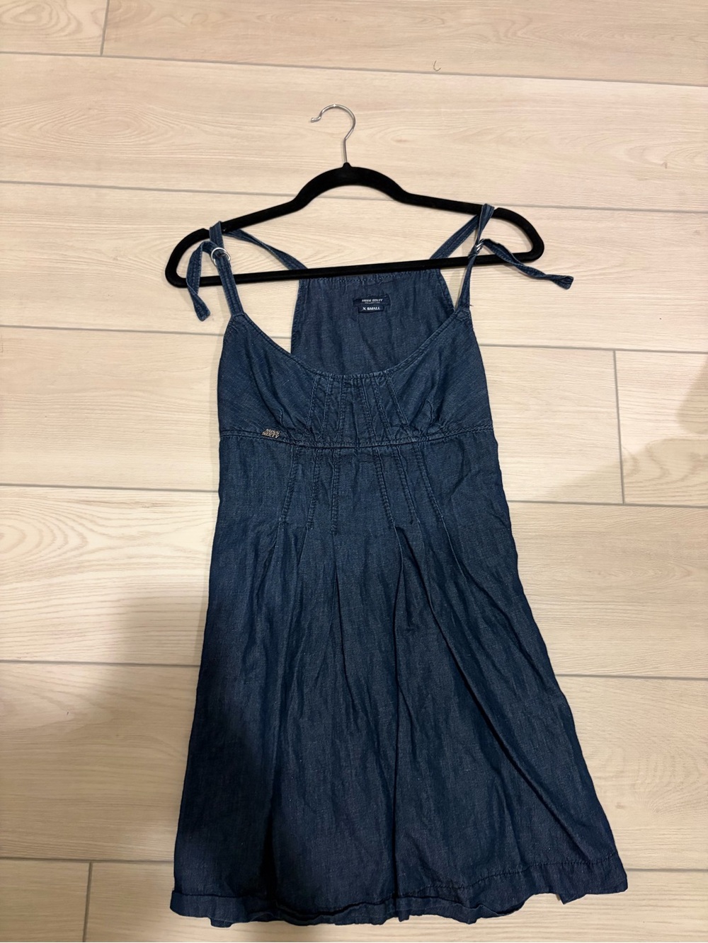 Miss Sixty Dark Blue Denim Tie-Shoulder Mini Dress